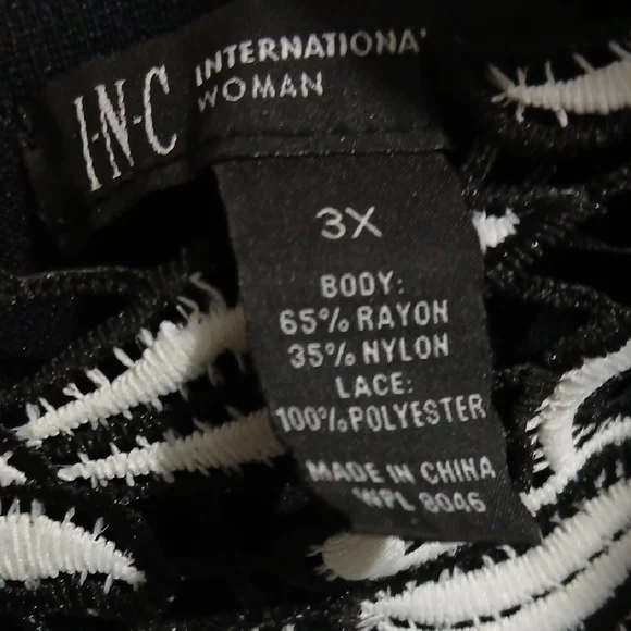 INC International Concepts Black Top with White Embroidery - Picture 5 of 5